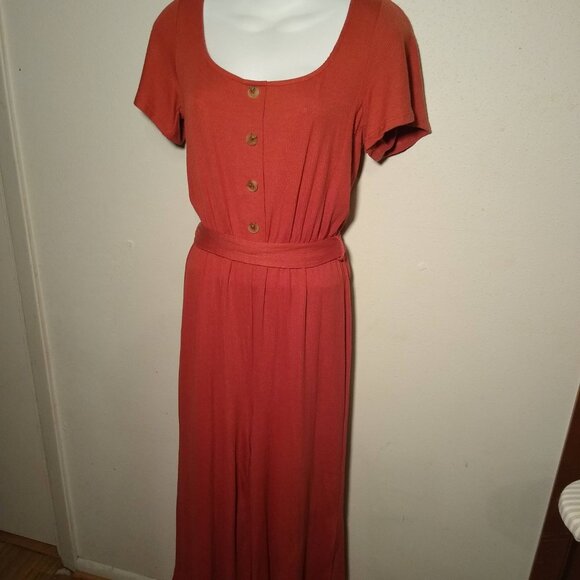 Short Sleeve Wide Pant Romper/ Jumpsuit - Picture 4 of 4